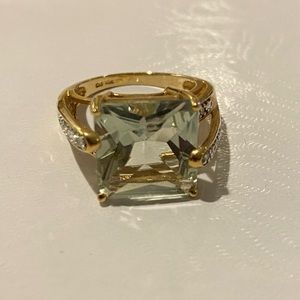 10K Prasiolite & Diamond Accent Ring